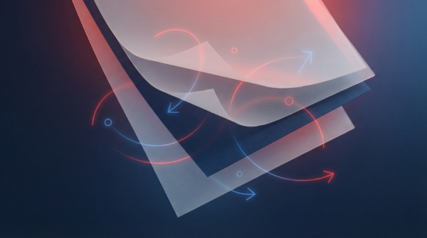 Abstract visual representing the manuscript editing process with layered refinement stages