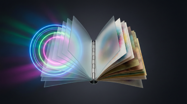 Abstract visual representing RGB and CMYK colour spectrums for book cover design