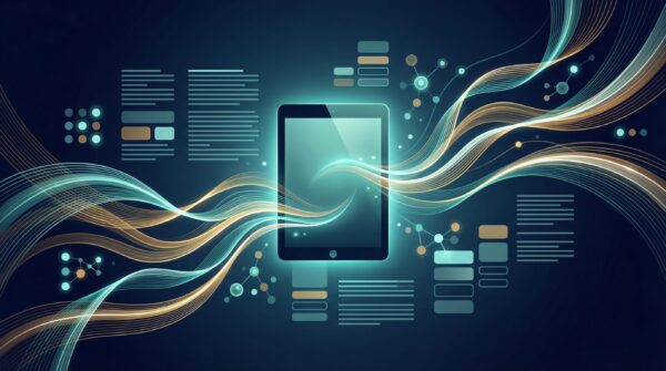 Abstract visual representing font data being transformed during Word to EPUB ebook conversion