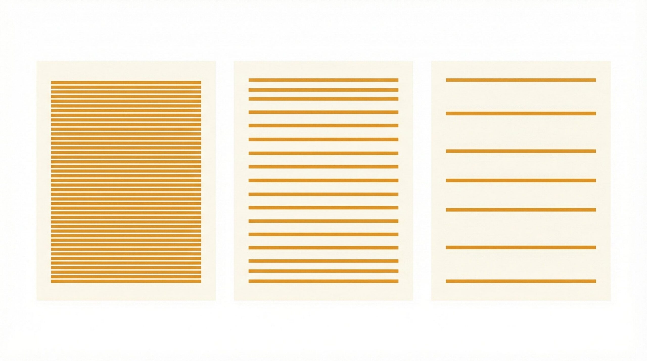 Diagram comparing tight moderate and generous print book line spacing