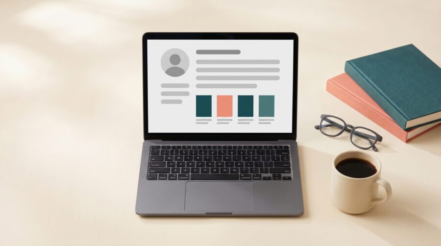 Author at a laptop setting up an Amazon Author Central page