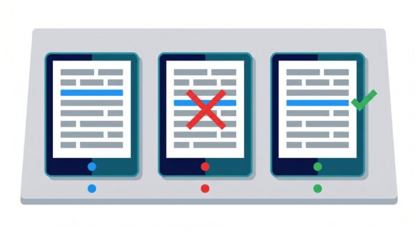 Three e-reader devices showing hyperlinks in ebooks: working link, broken link on Kindle, and verified link