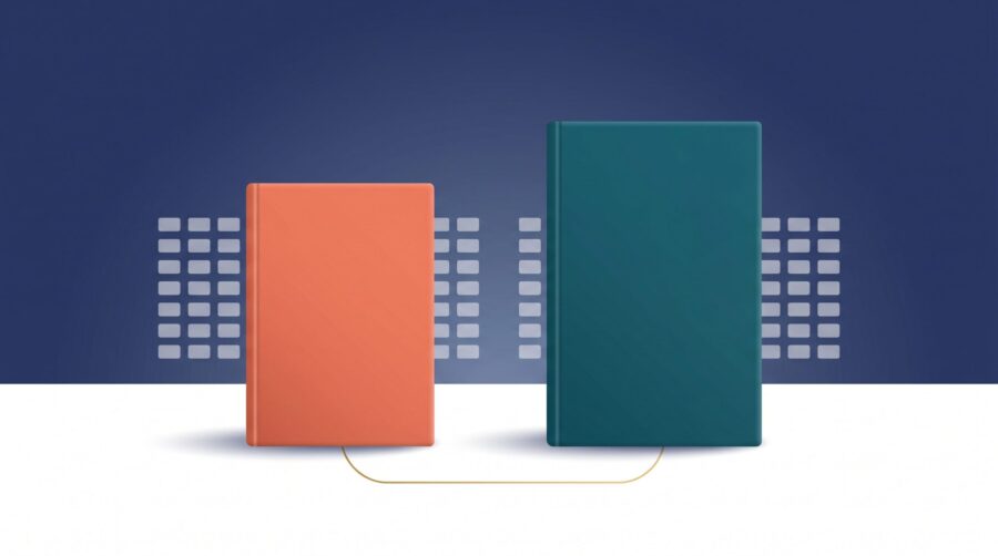 Two books side by side representing the transition from ISBN-10 to ISBN-13 numbering systems