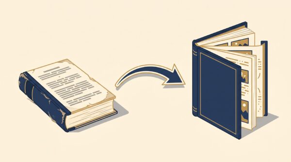 Illustration of a public domain book transformed into a new annotated and illustrated edition
