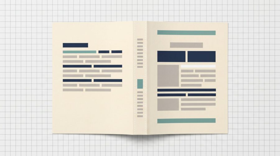 Unfolded print book cover showing the spine panel and safe margins where spine text goes