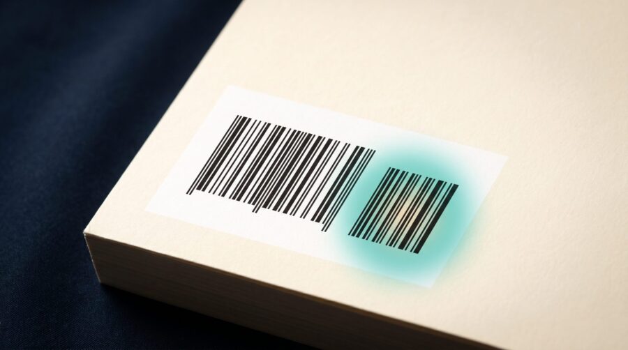 EAN-5 add-on price barcode beside the main ISBN barcode on a book back cover
