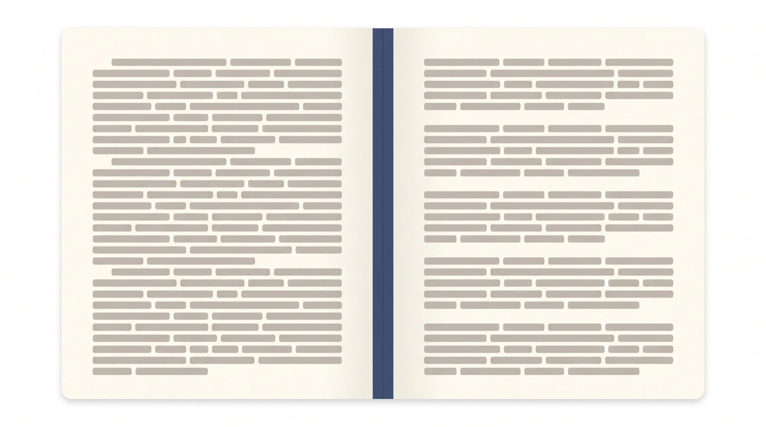 Print book paragraph formatting comparison: indented paragraphs on the left page and block paragraphs with spacing on the right