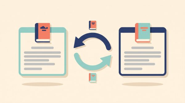 Illustration of two author newsletters exchanging book promotions in a newsletter swap
