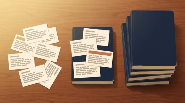 Desk with a stack of advance review copies, a small group of selected ARC reader applications resting on a book, and a larger pile of declined applications set aside