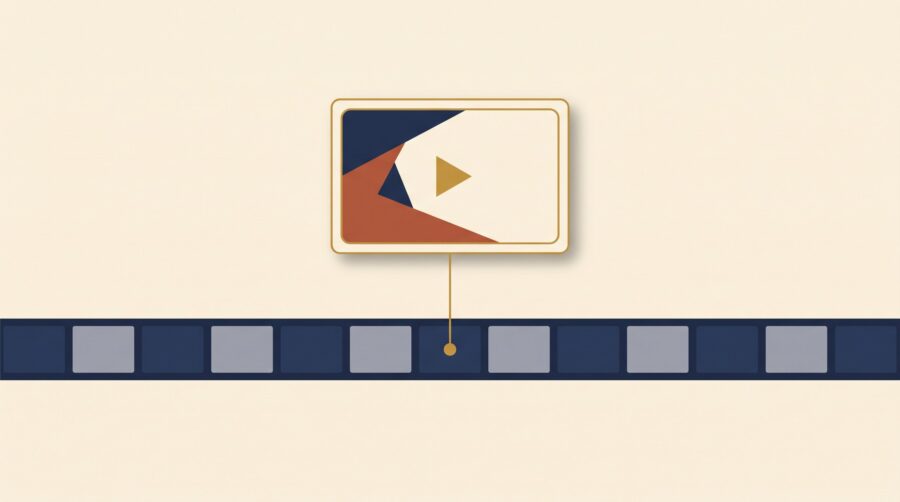 Book trailer thumbnail lifted out of a video timeline as a separate still image card